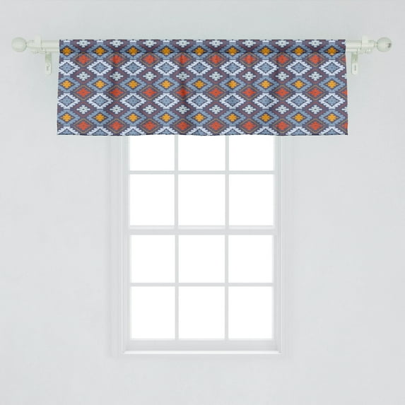 Ambesonne Tribal Window Valance, Mexican Traditional Motifs Native Cultural Line Art Design Geometrical Abstract, Curtain Valance for Kitchen Bedroom Decor with Rod Pocket, 54" X 18", Multicolor