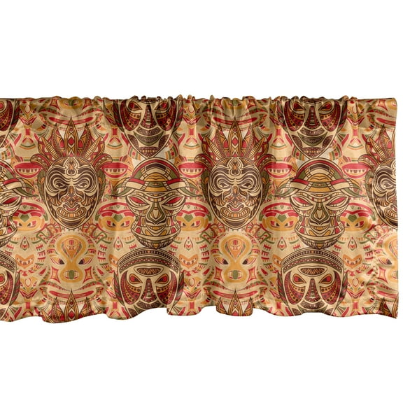 Ambesonne Tribal Window Valance, Motif, 54" X 18", Sand Brown Orange