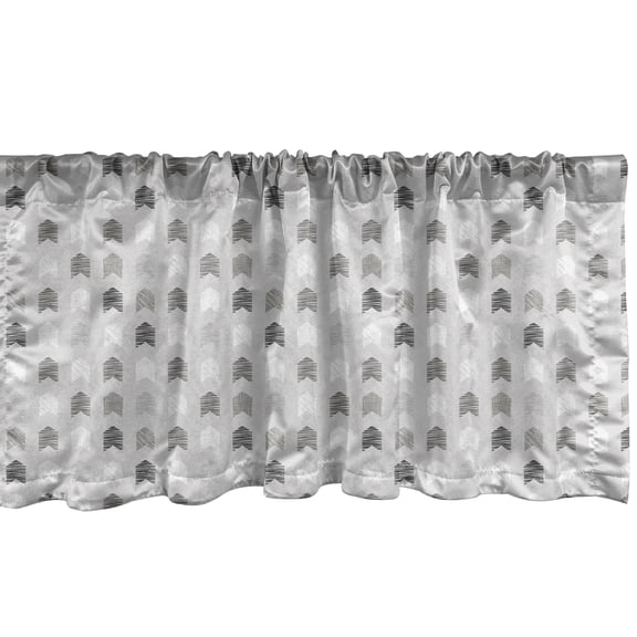 Ambesonne Tribal Window Valance, Muted Toned Hatching Forms, 54" X 18", Grey Pale Taupe and White