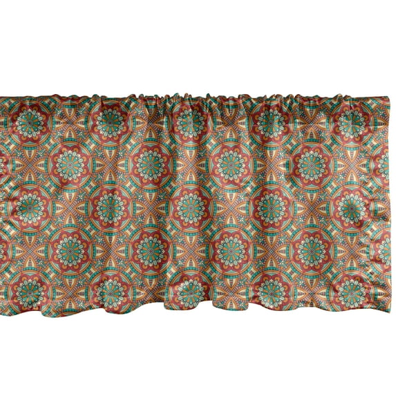 Ambesonne Tribal Window Valance, Ornamental Paisley Motif, 54" X 18", Multicolor
