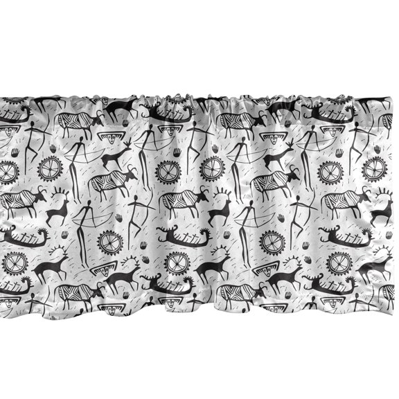 Ambesonne Tribal Window Valance, Pattern Animal, 54" X 12", Black and White