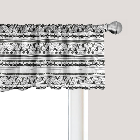 Ambesonne Tribal Window Valance, Prehistoric Aztec, 54" X 18", Charcoal Grey White