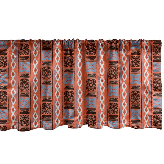 Ambesonne Tribal Window Valance, Rhombuses and Swirls, 54" X 12", Multicolor