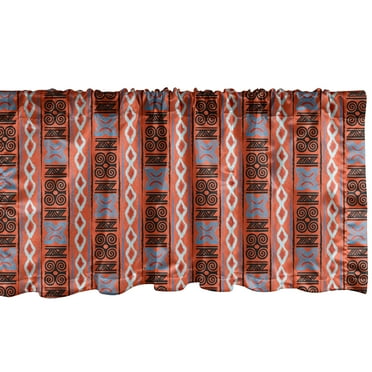 Ambesonne Tribal Window Valance, Rhombuses and Swirls, 54" X 18", Multicolor