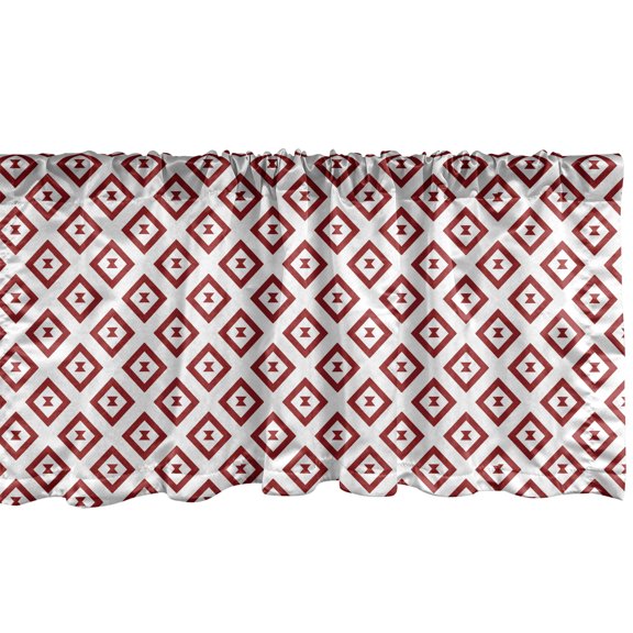 Ambesonne Tribal Window Valance, Simplistic Diagonal Squares, 54" X 18", Ruby White