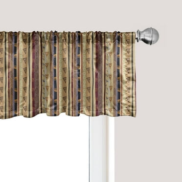 Ambesonne Tribal Window Valance, Striped Pattern with Vertical Wavy Stripes and Geometric Abstract Ornaments, Curtain Valance for Kitchen Bedroom Decor with Rod Pocket, 54" X 18", Multicolor