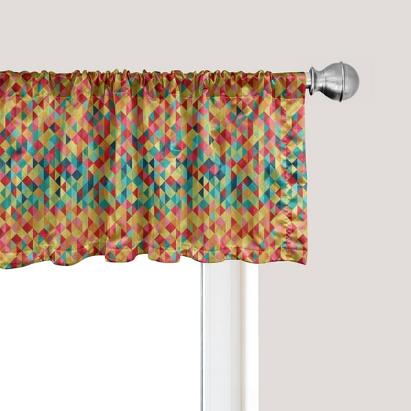 Ambesonne Tribal Window Valance, Triangles Fractal Aztec, 54" X 18", Multicolor