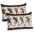 thumbnail image 1 of Ambesonne Tribe Pillow Sham 2 Pack, Cartoon Prehistoric Native, 30"x20", Army Green Yellow, 1 of 3