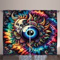 thumbnail image 1 of Ambesonne Trippy Curtains 2 Panel Set, Evil Eye Bohemian Sun Moon, 108" x 90", Blue Orange Multicolor, 1 of 2