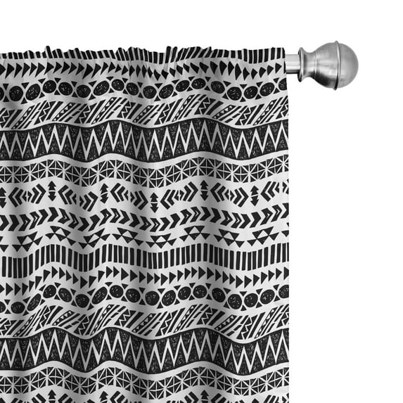 Ambesonne Trippy Curtains, Aztec Mystic Old, Pair of 28"x84", Black White