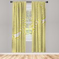 thumbnail image 1 of Ambesonne Trippy Curtains, Inner Round Stripes, Pair of 28"x63", Yellow White, 1 of 2