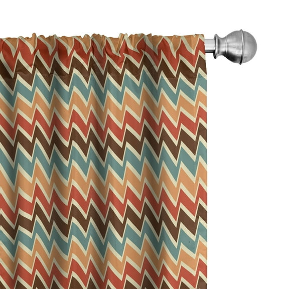 Ambesonne Trippy Curtains, Zig Zags Boho Striking, Pair of 28"x84", Multicolor