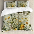 thumbnail image 1 of Ambesonne Trippy Duvet Cover Set, Bohemian Botany Jungle Moon, King, Pale Green Earth Yellow, 1 of 5