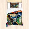 thumbnail image 1 of Ambesonne Trippy Duvet Cover Set, Esoteric Sun and Moon Scream, Twin, Multicolor, 1 of 2