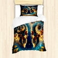 thumbnail image 1 of Ambesonne Trippy Duvet Cover Set, Goth Romance Lovers Space, Twin, Sea Blue Dark Yellow, 1 of 2