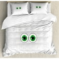 thumbnail image 1 of Ambesonne Trippy Duvet Cover Sets, Eye Form Digital Picture, 2-King, Pearl Black Jade Green, 1 of 7