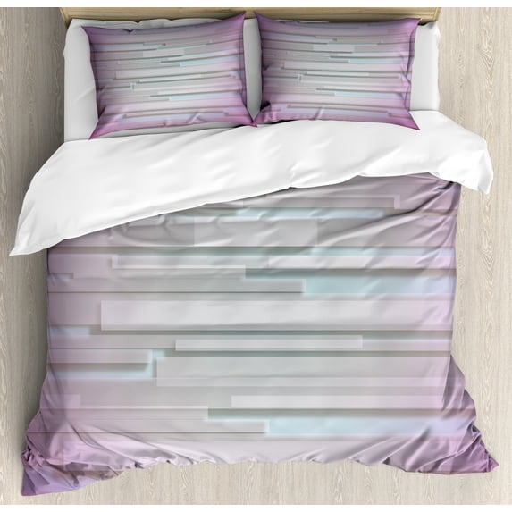 Ambesonne Trippy Duvet Cover Sets, Minimal Unusual, 2-Queen, Dried Rose Lilac