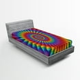 thumbnail image 1 of Ambesonne Trippy Fitted Sheet 2 Pcs Set, Vibrant Rainbow Spiral, Twin XL, Multicolor, 1 of 3