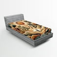 thumbnail image 1 of Ambesonne Trippy Fitted Sheet, Bohemian Huddles of Clouds, TwinXL Size, Pale Brown Petrol Blue, 1 of 3