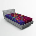 thumbnail image 1 of Ambesonne Trippy Fitted Sheet, Geometric Tree Branches, Twin Size, Purple Maroon, 1 of 2