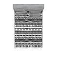 thumbnail image 1 of Ambesonne Trippy Fitted Sheet & Pillow Sham Set, Aztec Mystic Old, Queen, Black White, 1 of 2