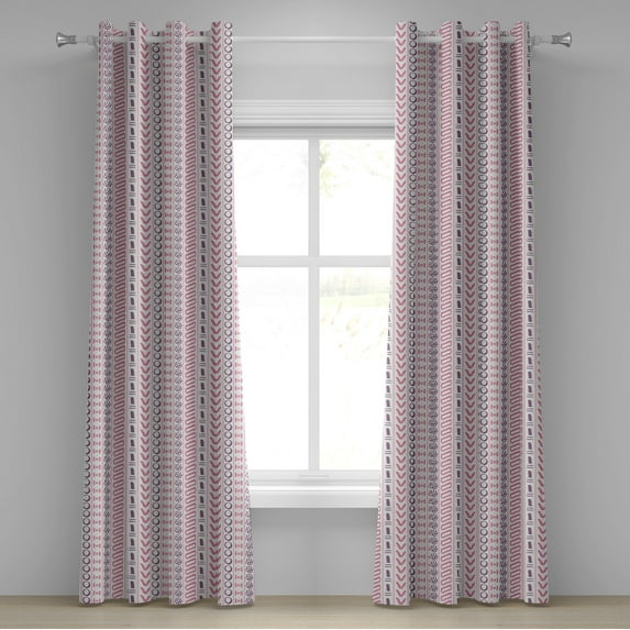 Ambesonne Trippy Grommet Curtain, Folk Like Flowers Circles, 50" x 72", Pink Purple