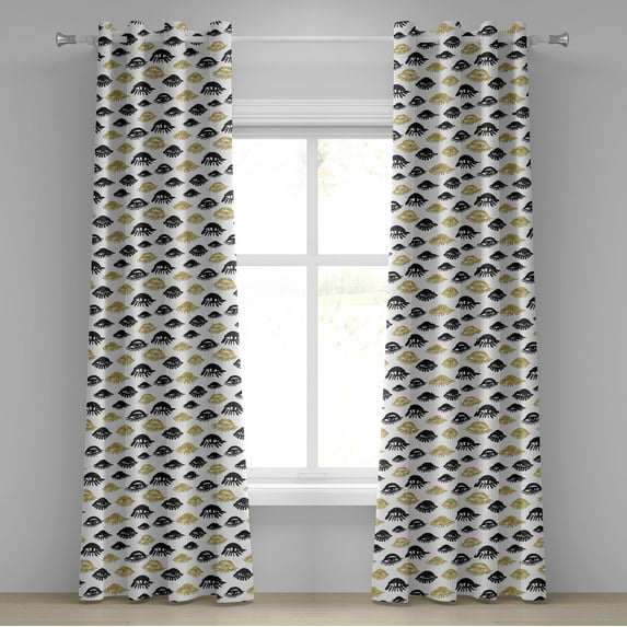 Ambesonne Trippy Grommet Curtain, Woman Eyes Love Modern Art, 50" x 84", Yellow and Black