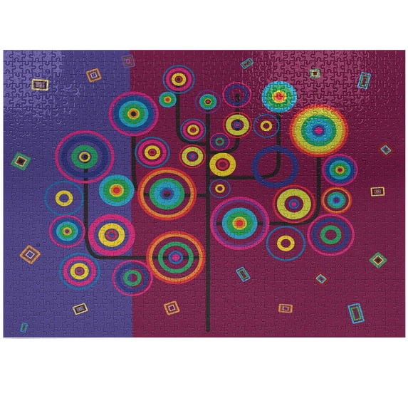 Ambesonne Trippy Jigsaw Puzzle Durable Cardboard, Geometric Tree Branches, 1000 pcs, Purple Maroon