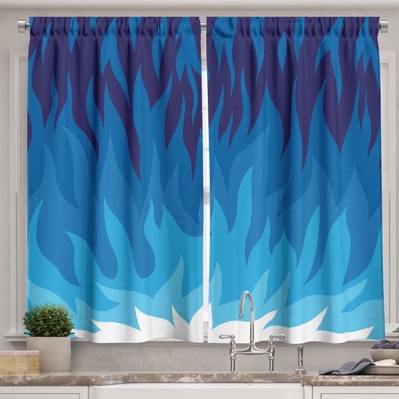Ambesonne Trippy Kitchen Curtains, Abstract Gas Themed Art, 55"x45", Violet Blue