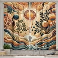 thumbnail image 1 of Ambesonne Trippy Kitchen Curtains, Bohemian Huddles of Clouds, 55"x24", Pale Brown Petrol Blue, 1 of 3