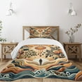 thumbnail image 1 of Ambesonne Trippy Quilted Bedspread Set 2 Pcs, Bohemian Huddles of Clouds, Twin Size, Pale Brown Petrol Blue, 1 of 2