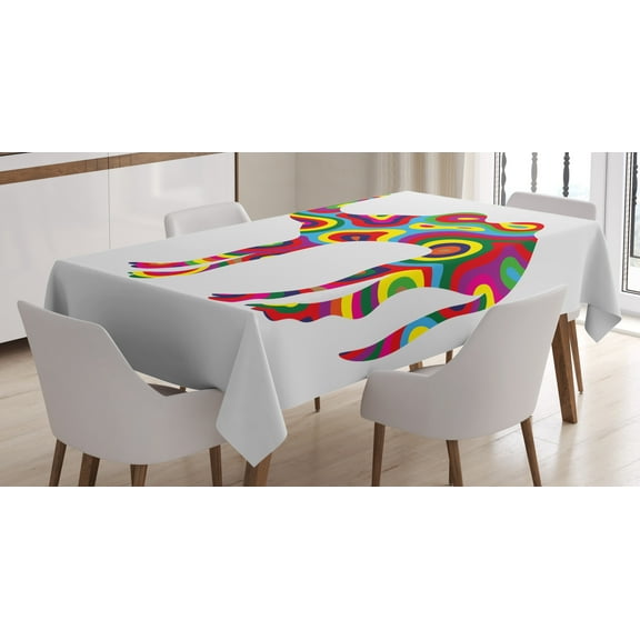 Ambesonne Trippy Tablecloth Rectangular Table Cover, Abstract Camel, 60"x84", Multicolor