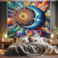 thumbnail image 1 of Ambesonne Trippy Tapestry King Size, Psychedelic Art Moon and Sun, 104"x88", Sea Blue Multicolor, 1 of 3