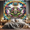 thumbnail image 1 of Ambesonne Trippy Tapestry King Size, Psychedelic Frog Esoteric, 104"x88", Lime Green Apricot Teal, 1 of 3