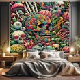 thumbnail image 1 of Ambesonne Trippy Tapestry King Size, Psychedelic Monsters Land, 104"x88", Lime Green Pink Teal, 1 of 3