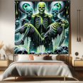 thumbnail image 1 of Ambesonne Trippy Tapestry Queen Size, Post Apocalyptic Skeletons, 88"x88", Lime Green Turquoise Grey, 1 of 3