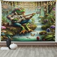 thumbnail image 1 of Ambesonne Trippy Tapestry Wall Hanging, Dreamy Guitarist Frog Jungle, 80"x60", Lime Green Seafoam, 1 of 3