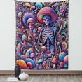 thumbnail image 1 of Ambesonne Trippy Tapestry Wall Hanging, Rave Skeleton Mushrooms Art, 40"x60", Magenta Indigo Multicolor, 1 of 3