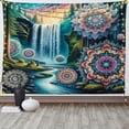 thumbnail image 1 of Ambesonne Trippy Tapestry Wall Hanging, Scenic Waterfall Dreamland, 80"x60", Blue Green Multicolor, 1 of 3