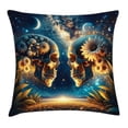 thumbnail image 1 of Ambesonne Trippy Throw Pillow Cushion Cover, Goth Romance Lovers Space, 24" X 24", Sea Blue Dark Yellow, 1 of 2