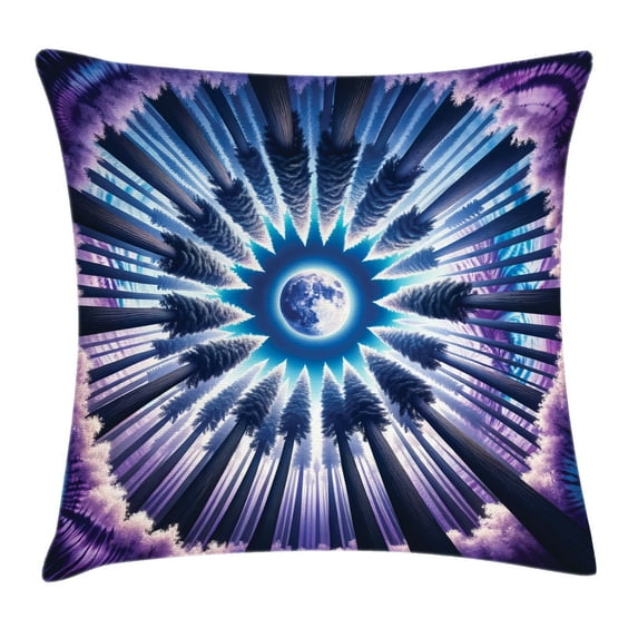 Ambesonne Trippy Throw Pillow Cushion Cover, Indigo Outer Space Moon Art, 28" X 28", Pale Fuchsia Sea Blue