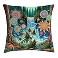 thumbnail image 1 of Ambesonne Trippy Throw Pillow Cushion Cover, Psychedelic Mandala Woods, 28" X 28", Multicolor Reseda Green, 1 of 2