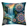 thumbnail image 1 of Ambesonne Trippy Throw Pillow Cushion Cover, Scenic Waterfall Dreamland, 36" X 36", Blue Green Multicolor, 1 of 2