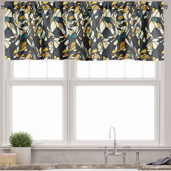 Ambesonne Trippy Valance Pack of 2, Fractal Formless Mosaic, 54"X12", Multicolor
