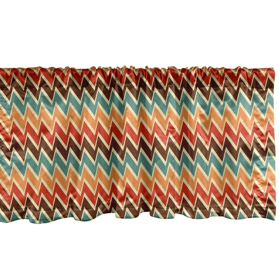 Ambesonne Trippy Window Valance, Zig Zags Boho Striking, 42" x 12", Multicolor
