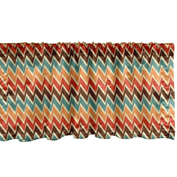 Ambesonne Trippy Window Valance, Zig Zags Boho Striking, 54" X 12", Multicolor