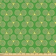 thumbnail image 1 of Ambesonne Triskele Fabric by the Yard Upholstery, Swirling Triple Spiral Art, 3 Yards, Mustard and Green, 1 of 5