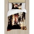 thumbnail image 1 of Ambesonne Tropic Duvet Cover Sets, Ocean Sea Love Palms, 2-Twin, Orange and Brown, 1 of 4