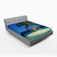 thumbnail image 1 of Ambesonne Tropic Fitted Sheet, Chair Under a Palm Tree, Full Size, Green Blue Yellow, 1 of 3