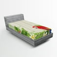 thumbnail image 1 of Ambesonne Tropic Fitted Sheet, Flowers Parrot, Twin Size, Cream Green Red, 1 of 2